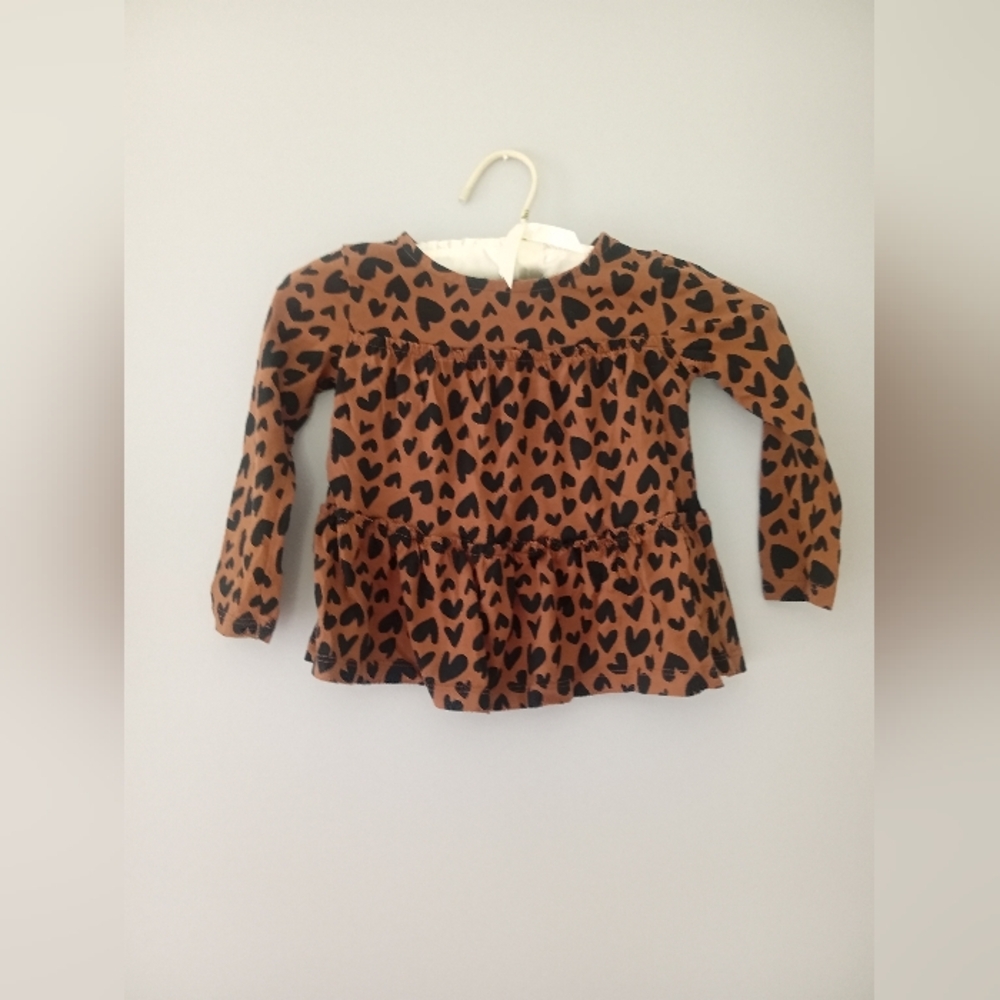 Carters Leopard Heart Print Long Sleeve Tee Kids 3T
